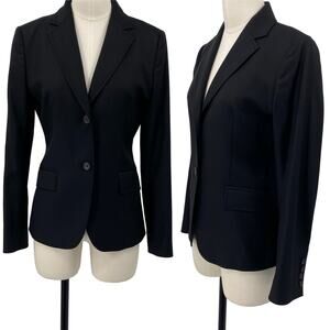 J Crew Wool Blazer Single Breasted Button Down Flapped Pockets Black Womens 4